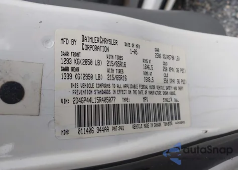 2005 Dodge Grand Caravan Sxt z USA, uszkodzony, nr VIN 2D4GP44L15R405077